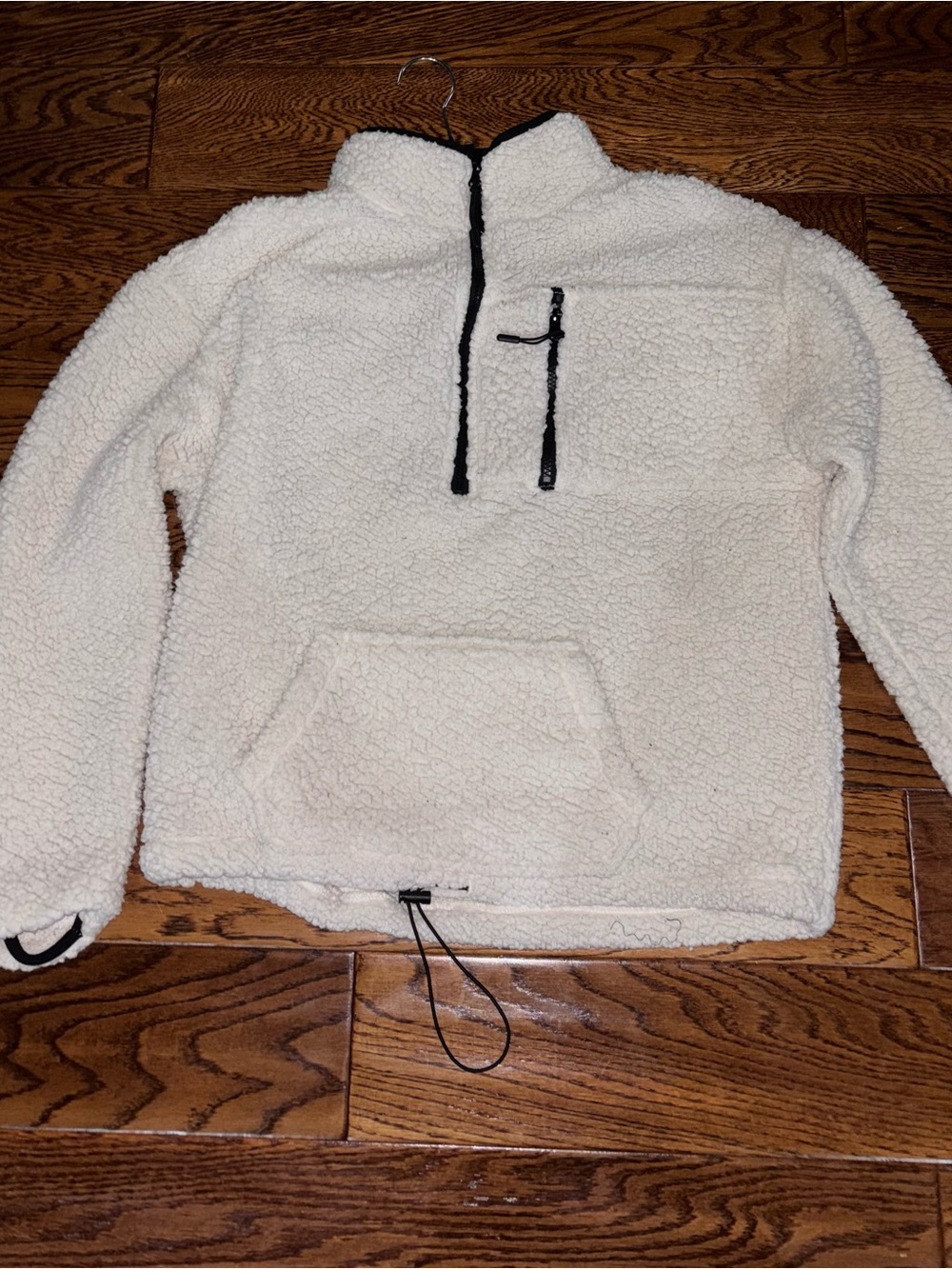 Women's Cream White Sherpa Half-Zip Pullover Sweater